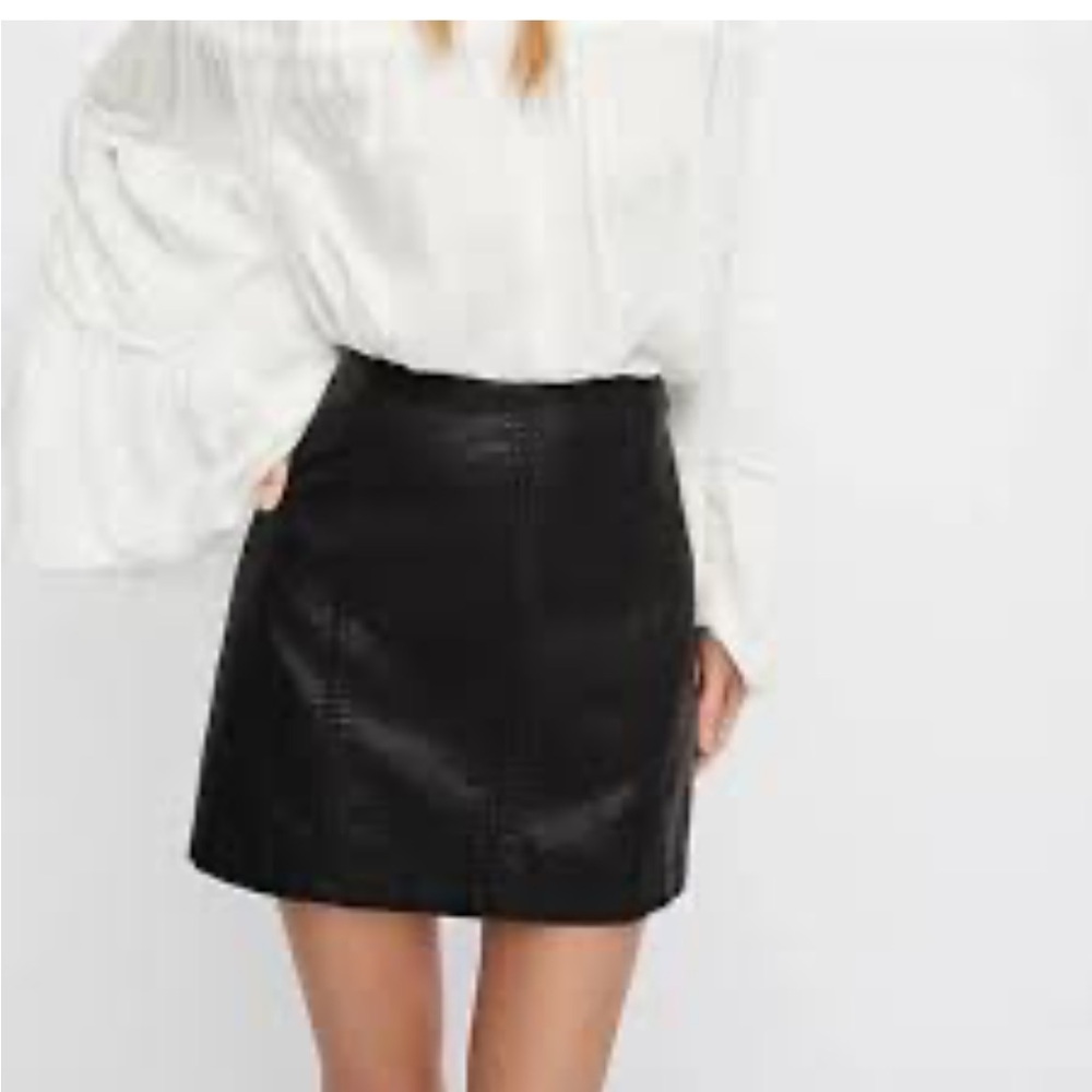 Free People Modern Femme Faux Leather Mini Skirt in Black 4